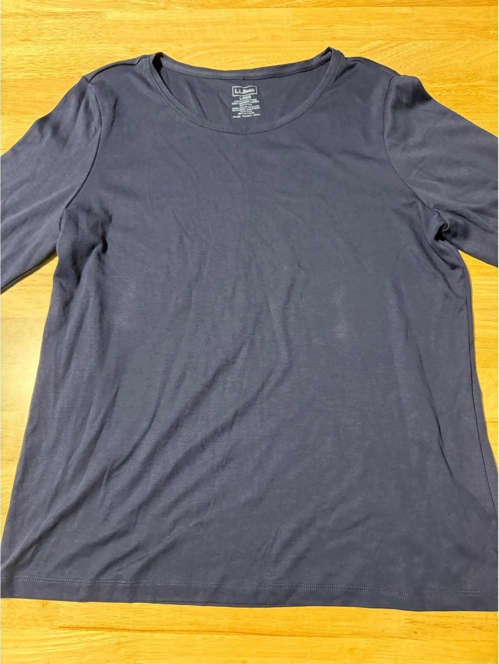 L.L.Bean Women’s Large Regular Navy Blue 3/4 Sleeve Scoop Neck Shirt